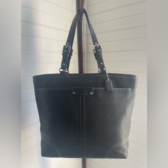 Coach Black Hamilton Pebbled Leather Tote - Picture 1 of 10